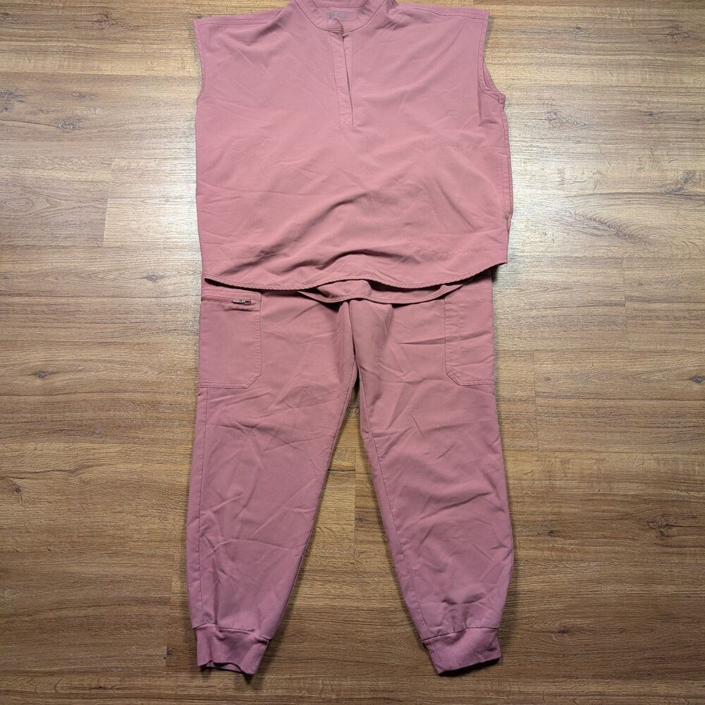 FIGS Rafaela Top Zamora Jogger Pants Scrubs Technical Collection Pink Set XL